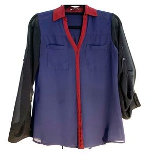 EXPRESS Contrast Collared Button Up Blouse